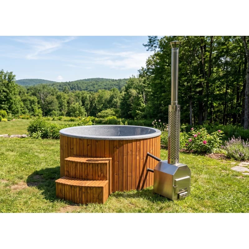 Hottub met externe kachel ( polyester kuip )