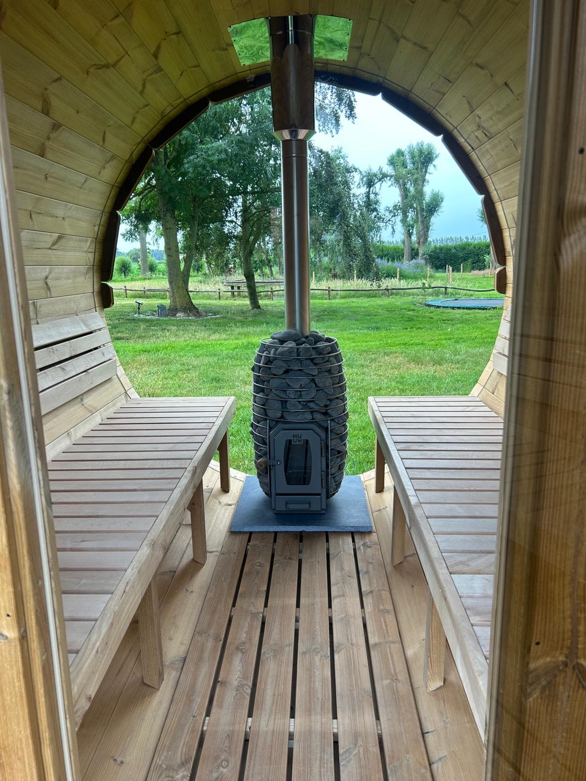 Barrelsauna met Vol panoramisch raam